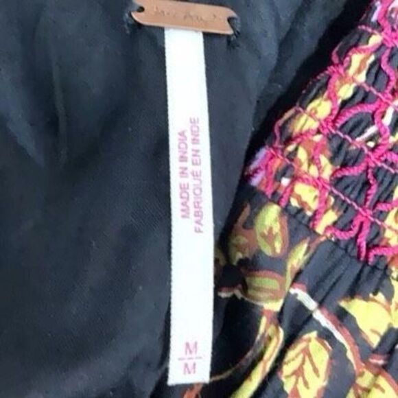 NWT Free People Black Pink Oh Baby Floral Mini Dress Size Medium - Picture 3 of 14